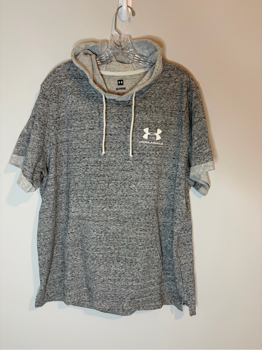 Under Armour Mens XL Short Sleeve Hoodie Heather Gray Training Sweatshirt